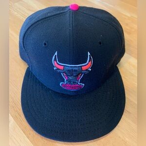 RARE Black Cap with Red/Pink Bulls Logo